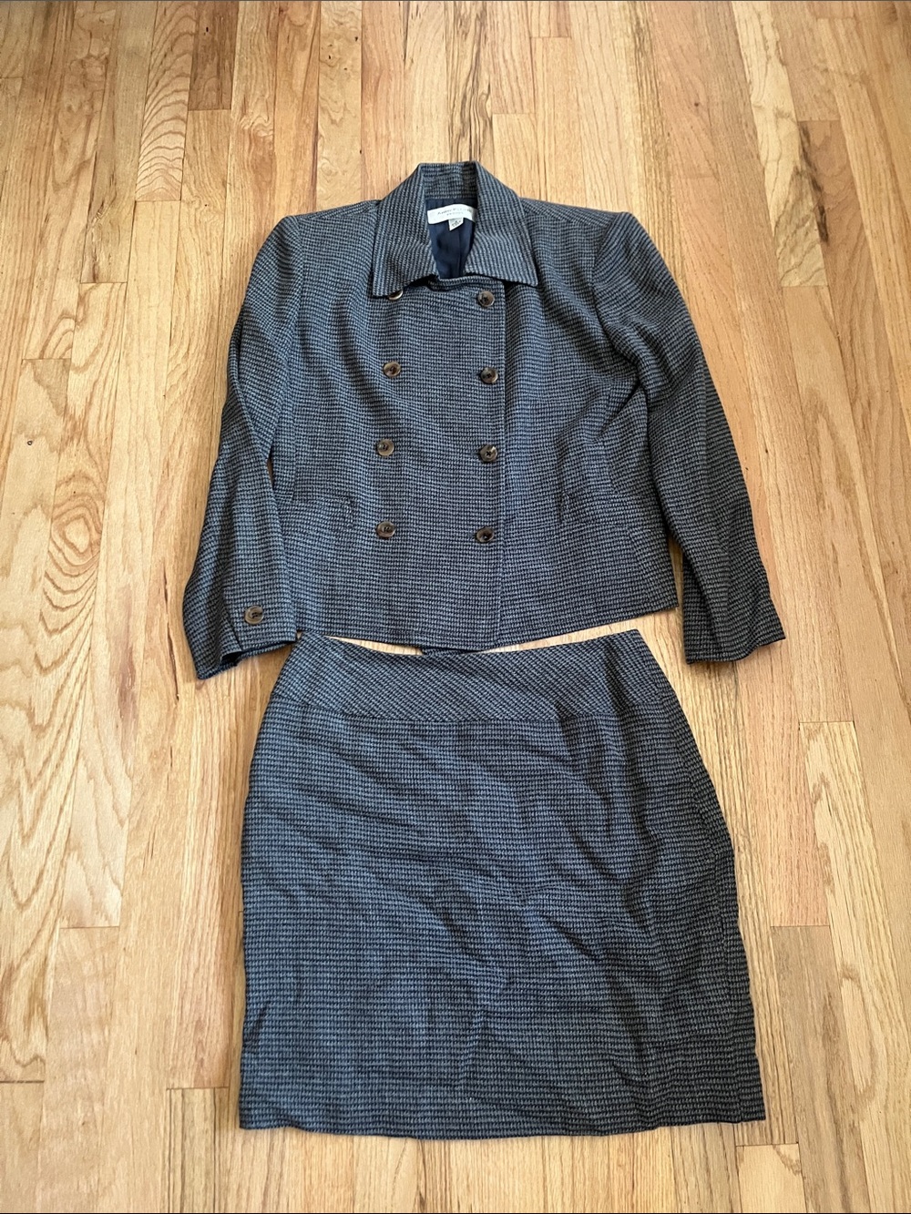 Anne Klein Navy and Gray Houndstooth Skirt Set